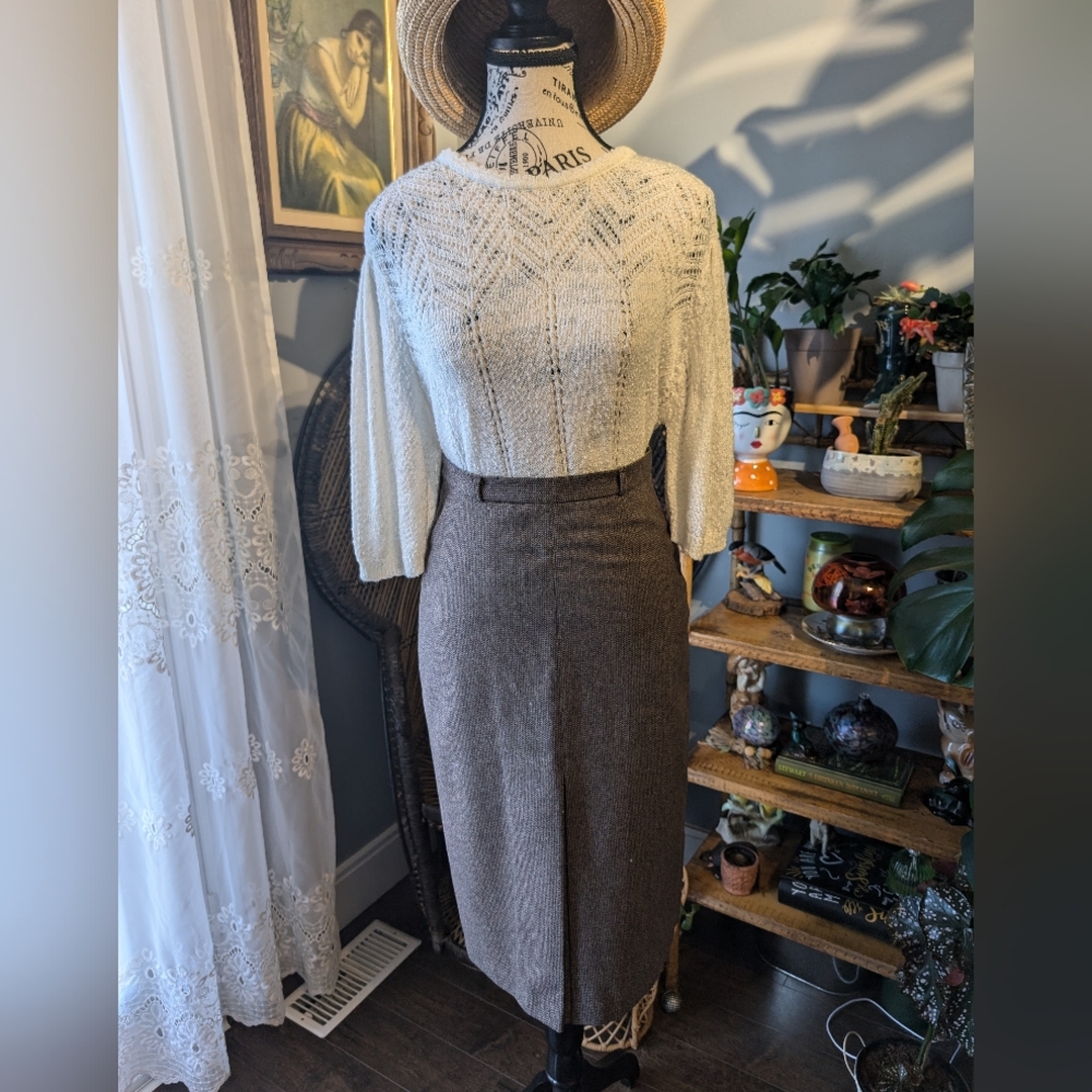 Vintage Tanjay Crochet Knit Off-White Sweater Size M